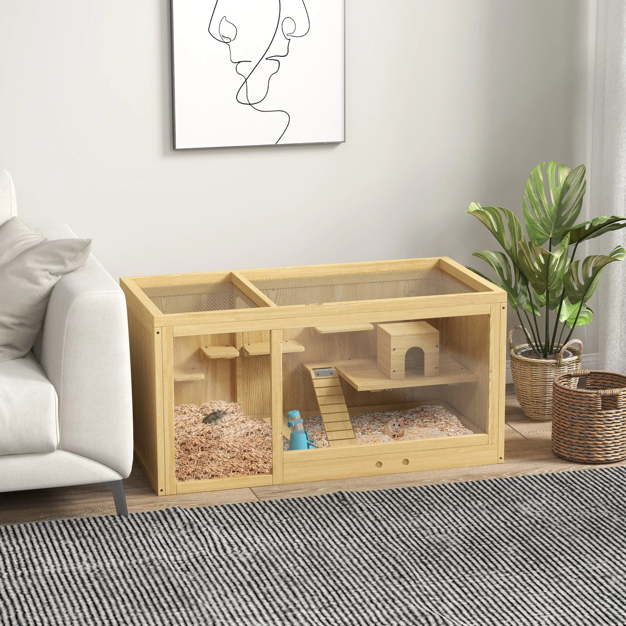 PawHut Hamsterkäfig Kleintierkäfig mehrstöckig mit Zubehör Holz