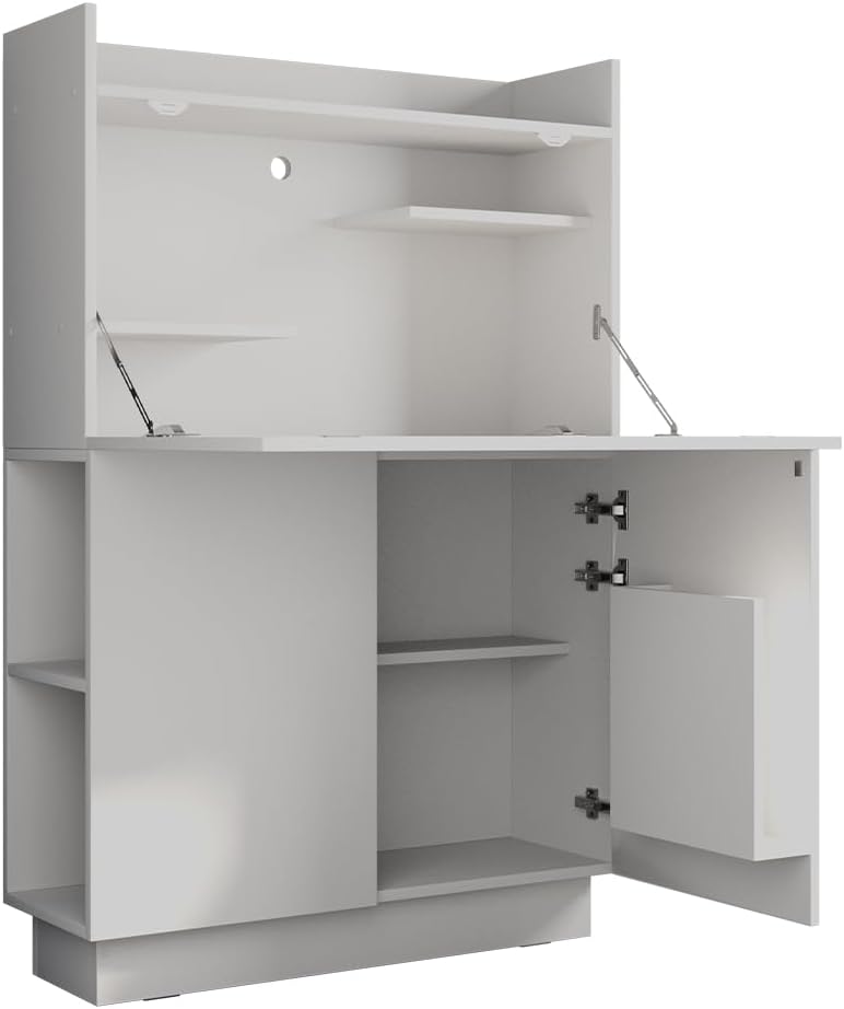 Vicco Sekretär Schreibtisch Alena, Arbeitstisch mit Schrank, Weiß, 85 x 27 cm