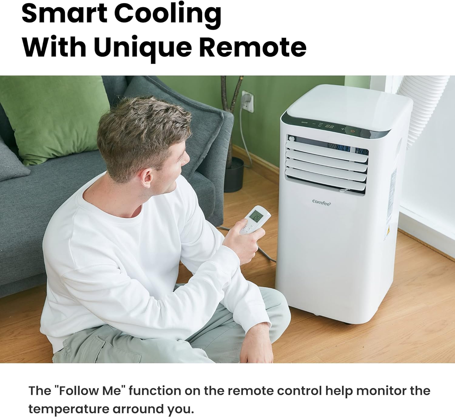 Comfee Mobiles Klimagert Easy Cool 2.0, 7000 BTU 2,0kW, Kühlen&Ventilieren&Entfeuchten, Raumgre bis 68m(25㎡), APP-Steuerung/Alexa/Google Home/IFTTT, Mobile Klimaanlage mit Abluftschlauch