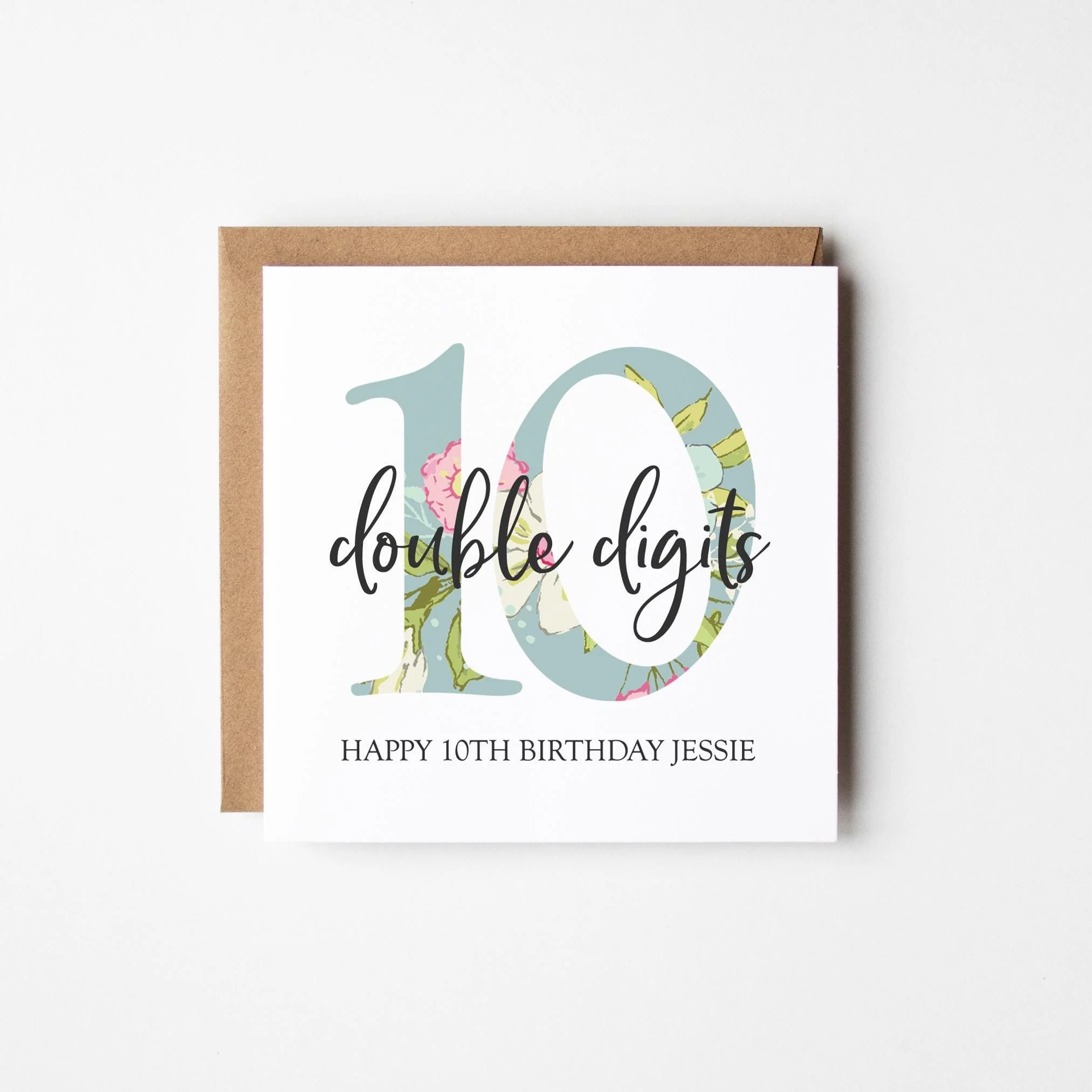 10th Birthday Card for Girls ? Personalised 10th Birthday Card ? 10 Today Birthday Card ? Double Digits