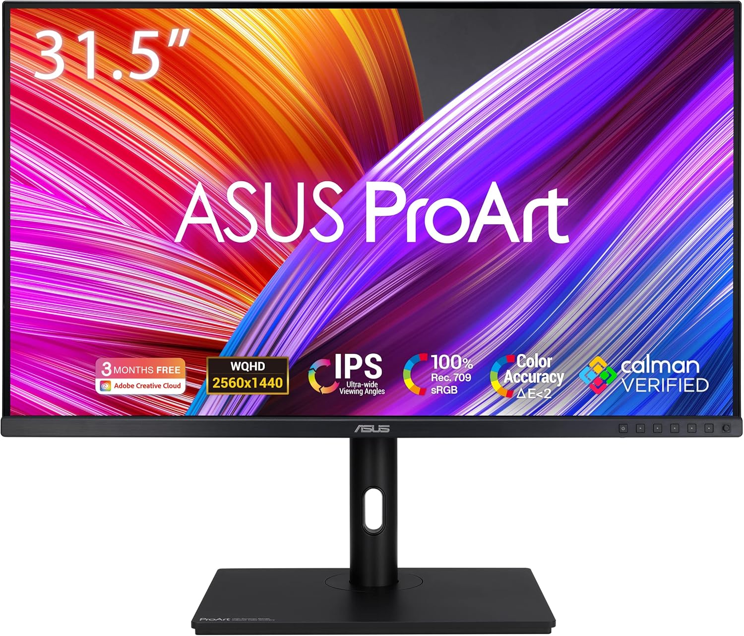 ASUS ProArt PA328QV - Ecran PC 32'' WQHD - Dalle IPS - 2560x1440-400cd/m² - Display Port, 2X HDMI, 4X USB 3.2-100% sRGB - 100% Rec.709 - Précision △E