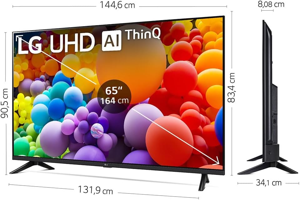TV LED 2024 | 65UT73 | 65 Pouces | UHD | Processeur α5 gen 7 AI 4K, Noir [Classe énergétique G]