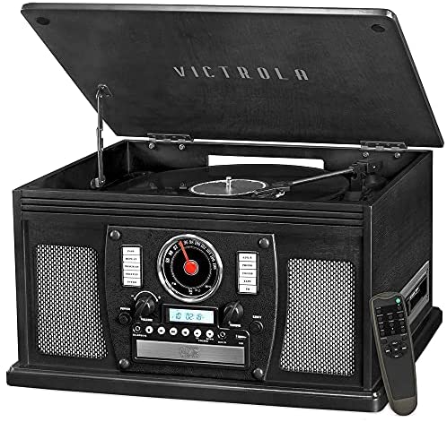 Victrola 8-in-1 Bluetooth Record Player & Multimedia Center, Built-in Stereo Speakers – Turntable, Wireless Music Streaming