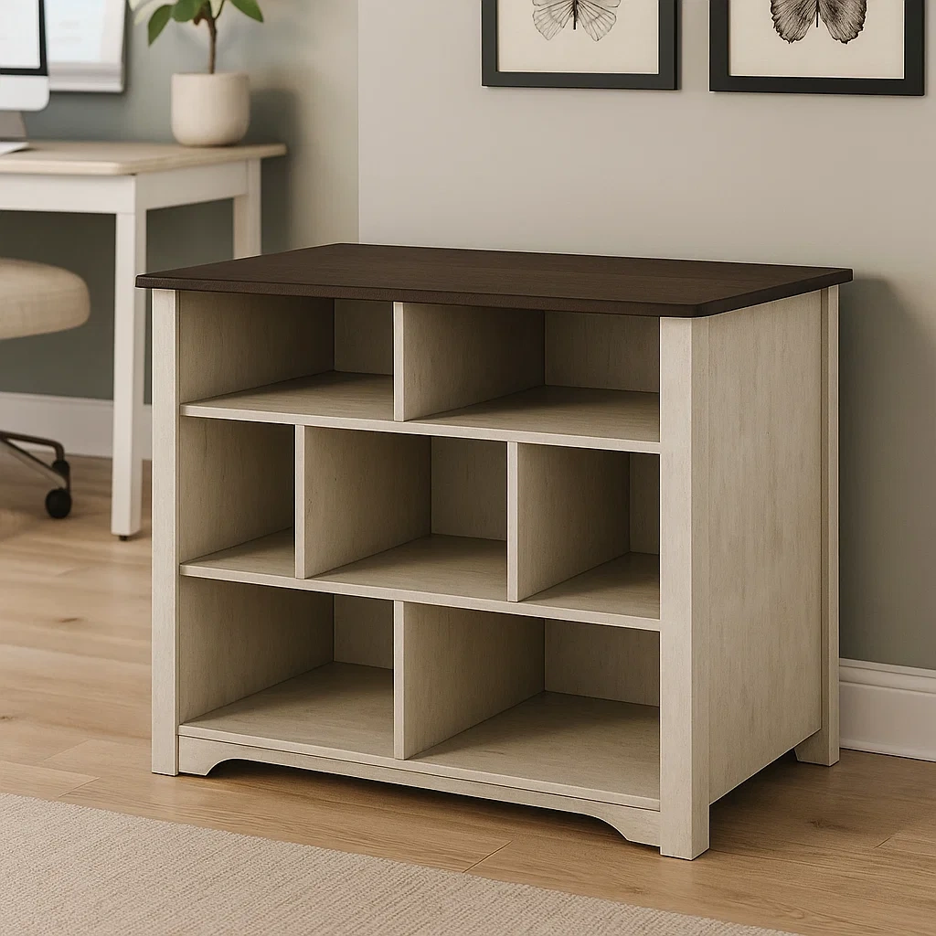 Kkken, rektangulr, med bne hylder, tr, beige og brun, fritstende, 110x60x90 cm, til almindeligt kkken - YpGDgkFSLFdF