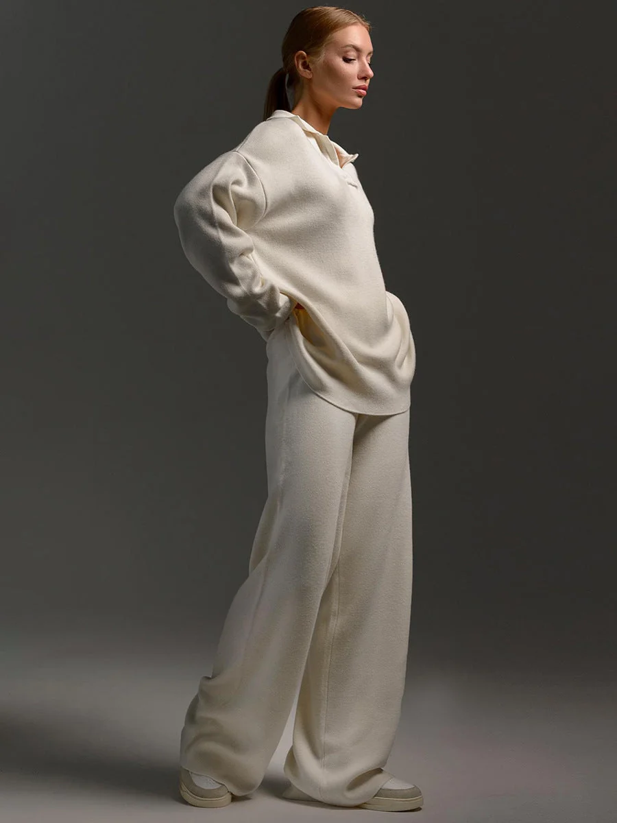 Women��s Relaxed Fit Lounge Set Chic Collared Design