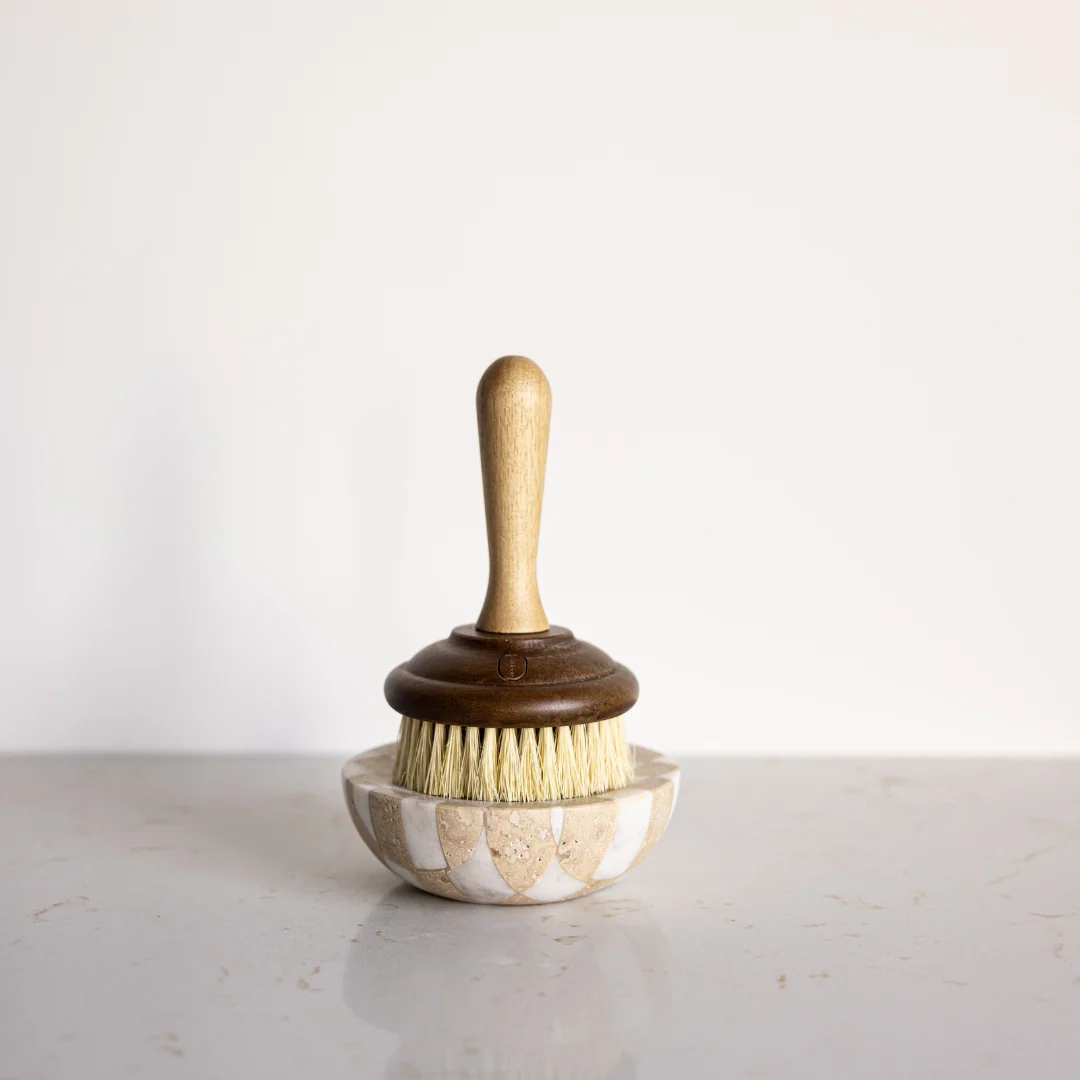 Checkered Travertine & Marble Soap Dish