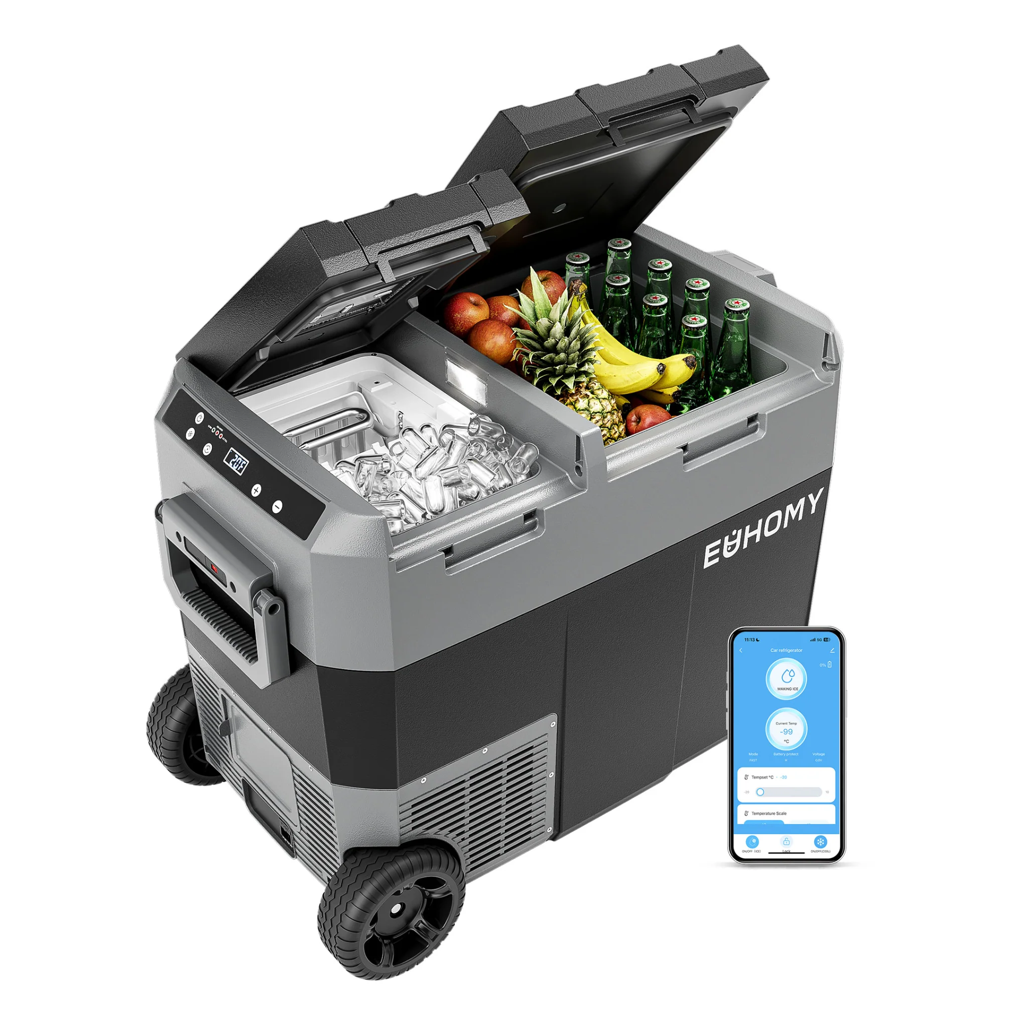 EUHOMY 12 Volt Koelkast met IJsblokjesmaker C Groot Capaciteitsontwerp voor Camping
