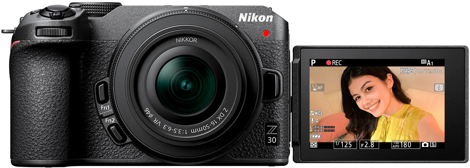 Nikon - Z 30 4K tükör nélküli fényképezőgép NIKKOR Z DX 16-50mm f/3.5-6.3 VR objektívvel - fekete