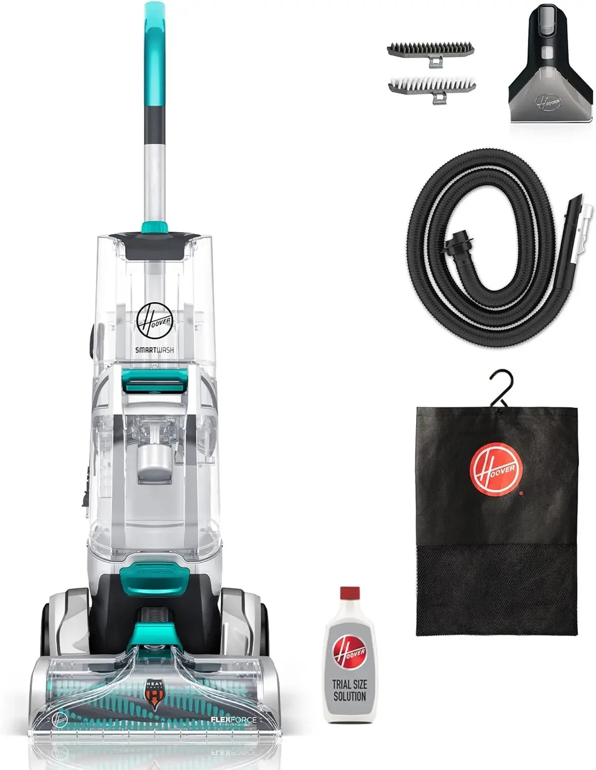 Hoover SmartWash+ Automatic Carpet Cleaner for Carpets and Upholstery, Deep Cleaning Carpet Shampoo, Carpet Deodorizer and Pet Stain Remover FH52000, Turquoise