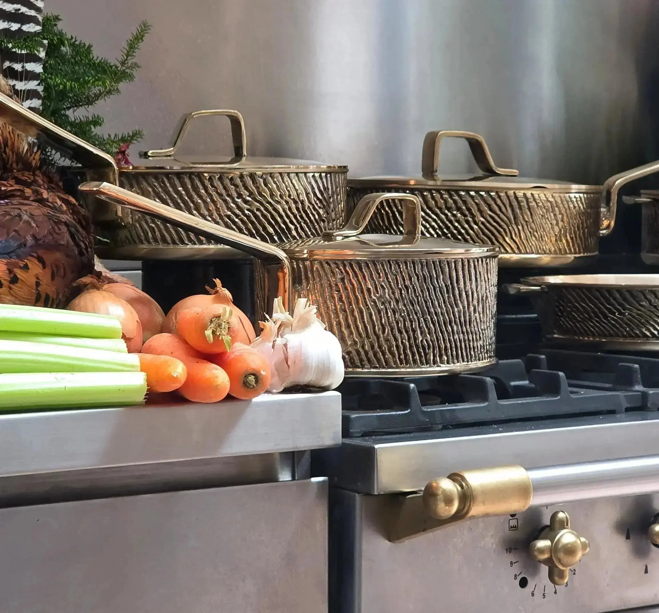 Luxury Uncoated Kansa Bronze 3-Piece Cookware Set