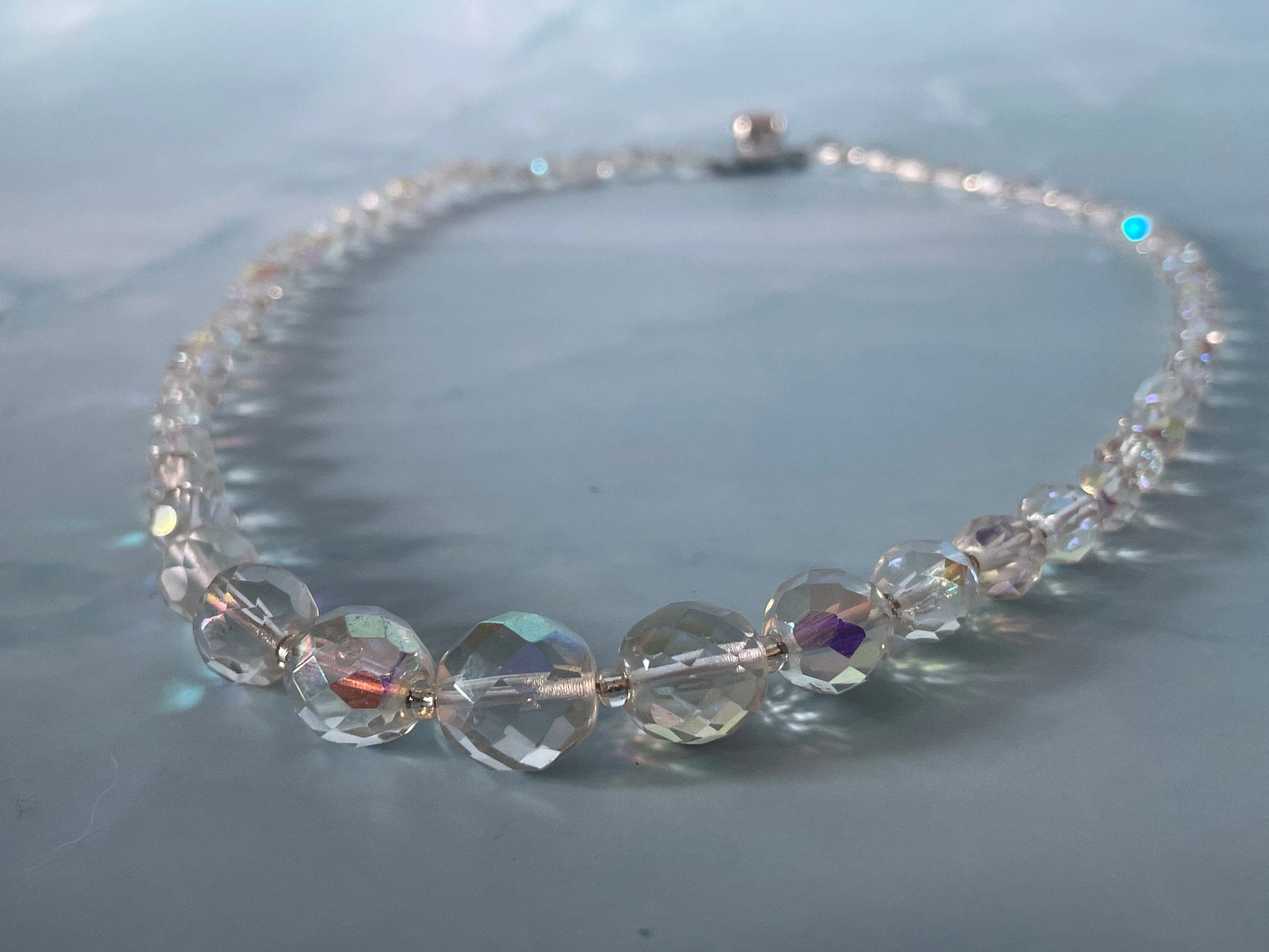 1950s Aurora Borealis Faceted Crystal Necklace