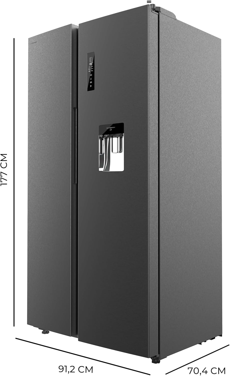 Cecotec Frigorifero Americano da 559 Litro Bolero Coolmarket SBS 562 Dark D. 177 cm di altezza e 90 cm di larghezza, classe D, flusso multi -aria, totale senza gelo, inverter plus motore