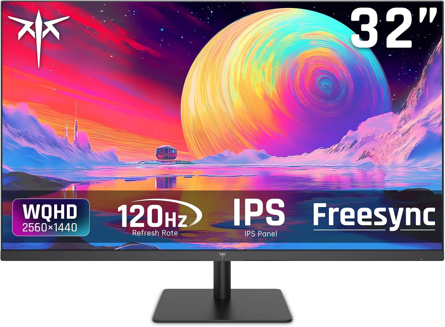 KTC 32 inch 2K Computer Monitor, IPS 1440p Monitor with Ultra-Thin Bezels, HDR10, Freesync/G-Sync, HDMI/DP Ports, Tilt Adjustable, Eyecare, Ideal for Business, Office, and Casual Gaming