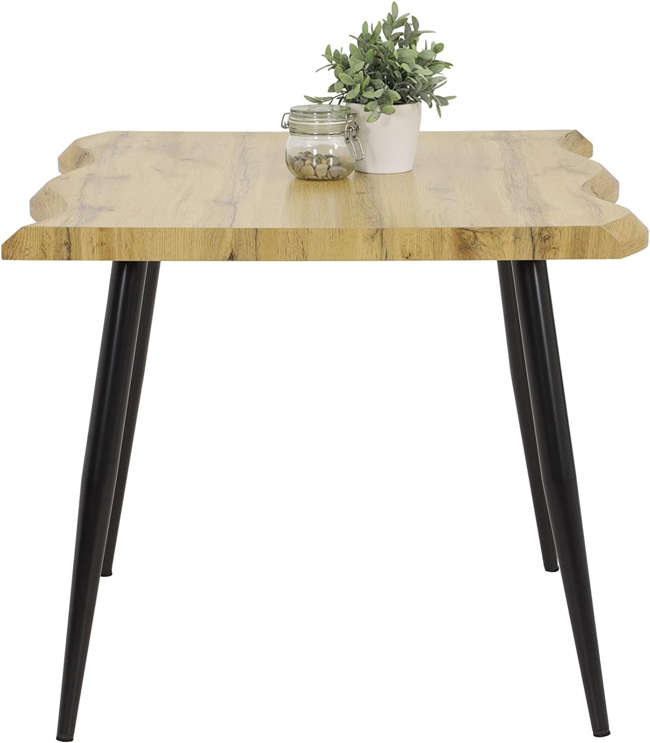 Hela Tische, Esstisch Gabi Baumkantenoptik, quadratisch, Holzwerkstoff/Wabenplatte, Dekor Wildeiche, Rundrohrgestell Schwarz, 90x90cm