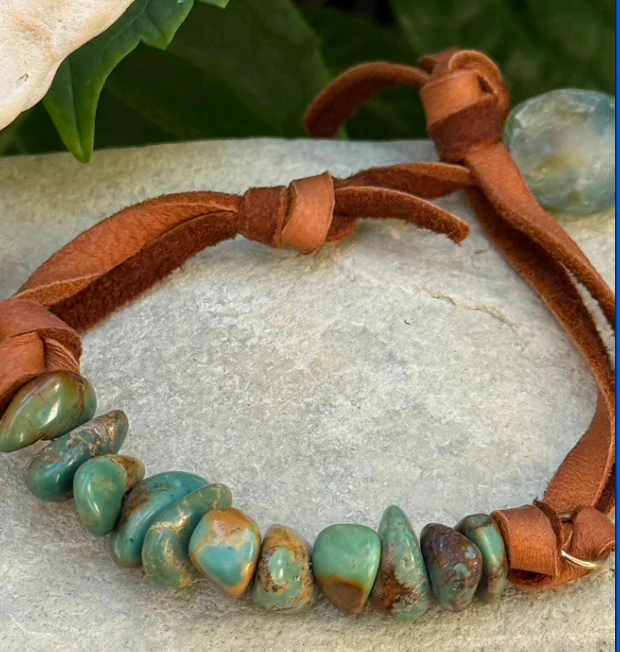 Mossy Turquoise Suede Leather Bracelet