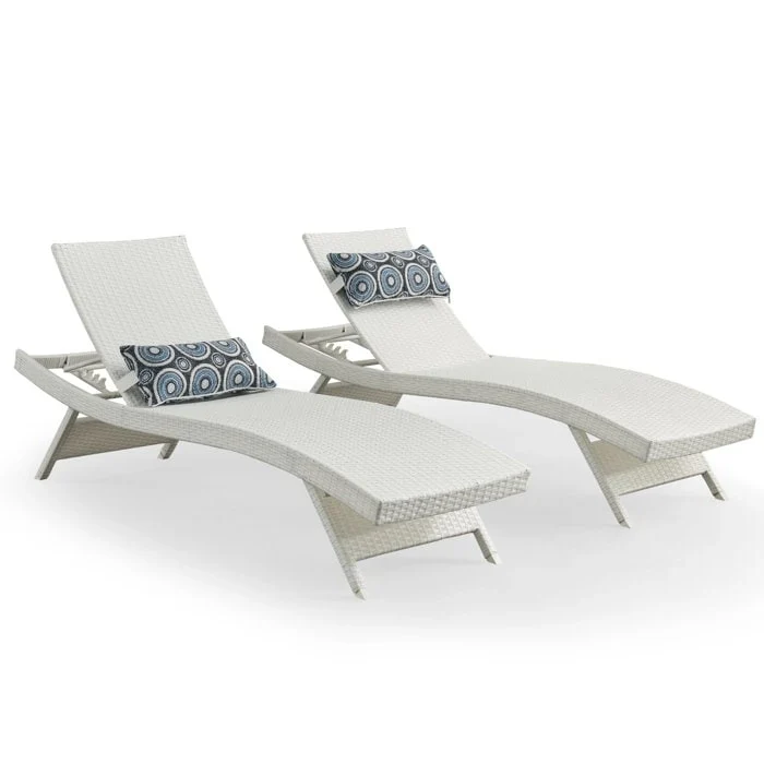 All Weather Wicker Chaise Lounge - Set of 2