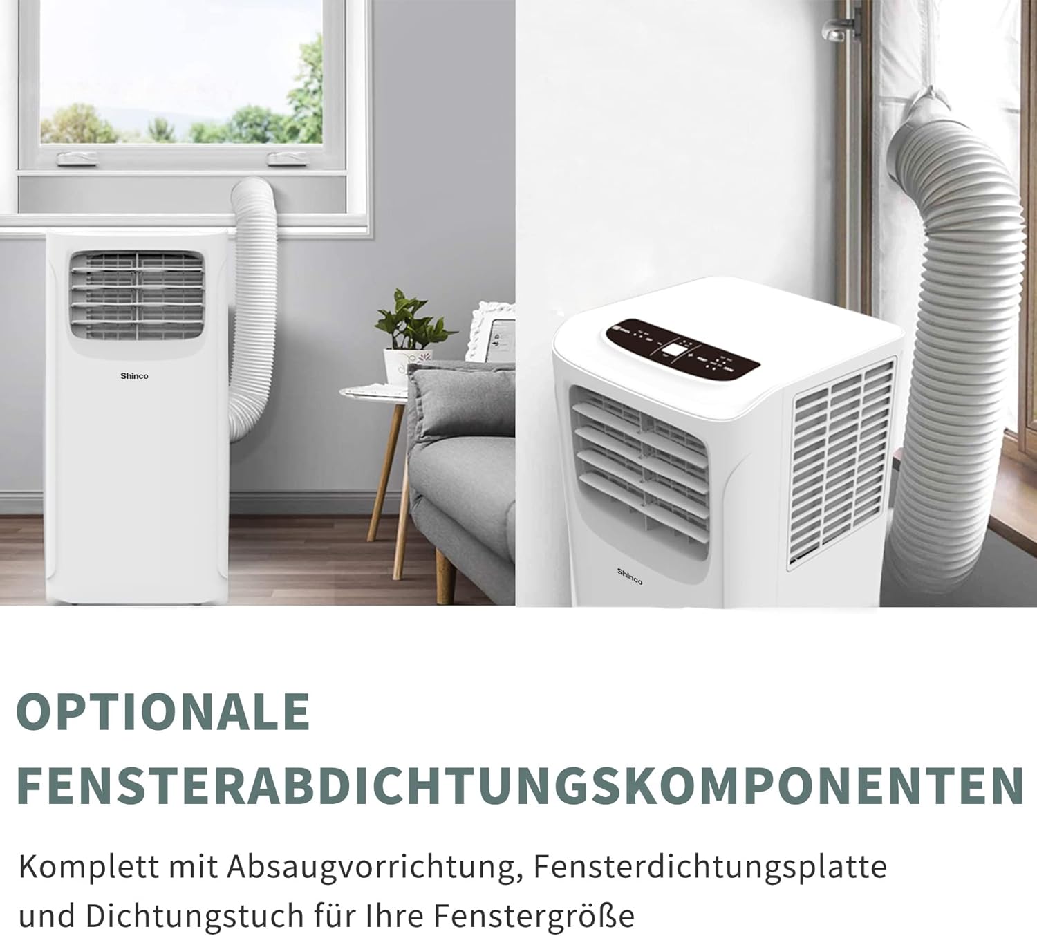 SHINCO Mobile Klimaanlage mit Abluftschlauch, 3-in-1Klimaanlage mit Luftentfeuchter&Ventilator, 7000BTU, 2,05 kW, Mobiles Klimagert mit Schlafmodus, Timer und Montagematerial, Rume bis 54m