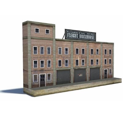 Background Tall Industrial Building (brown, 4 levels left, 3 levels right)