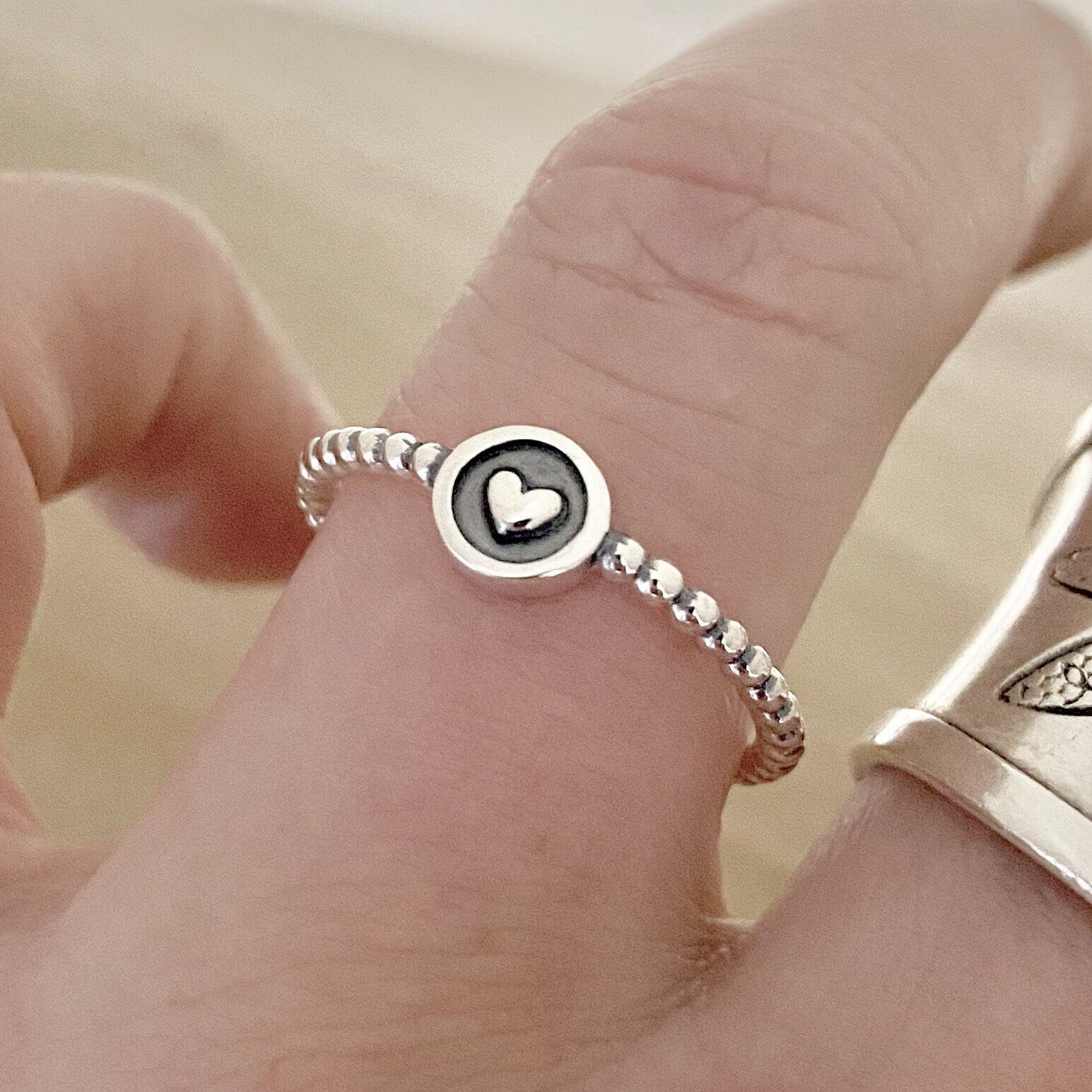 Laihas Boho Mini Heart Sterling Silver Ring