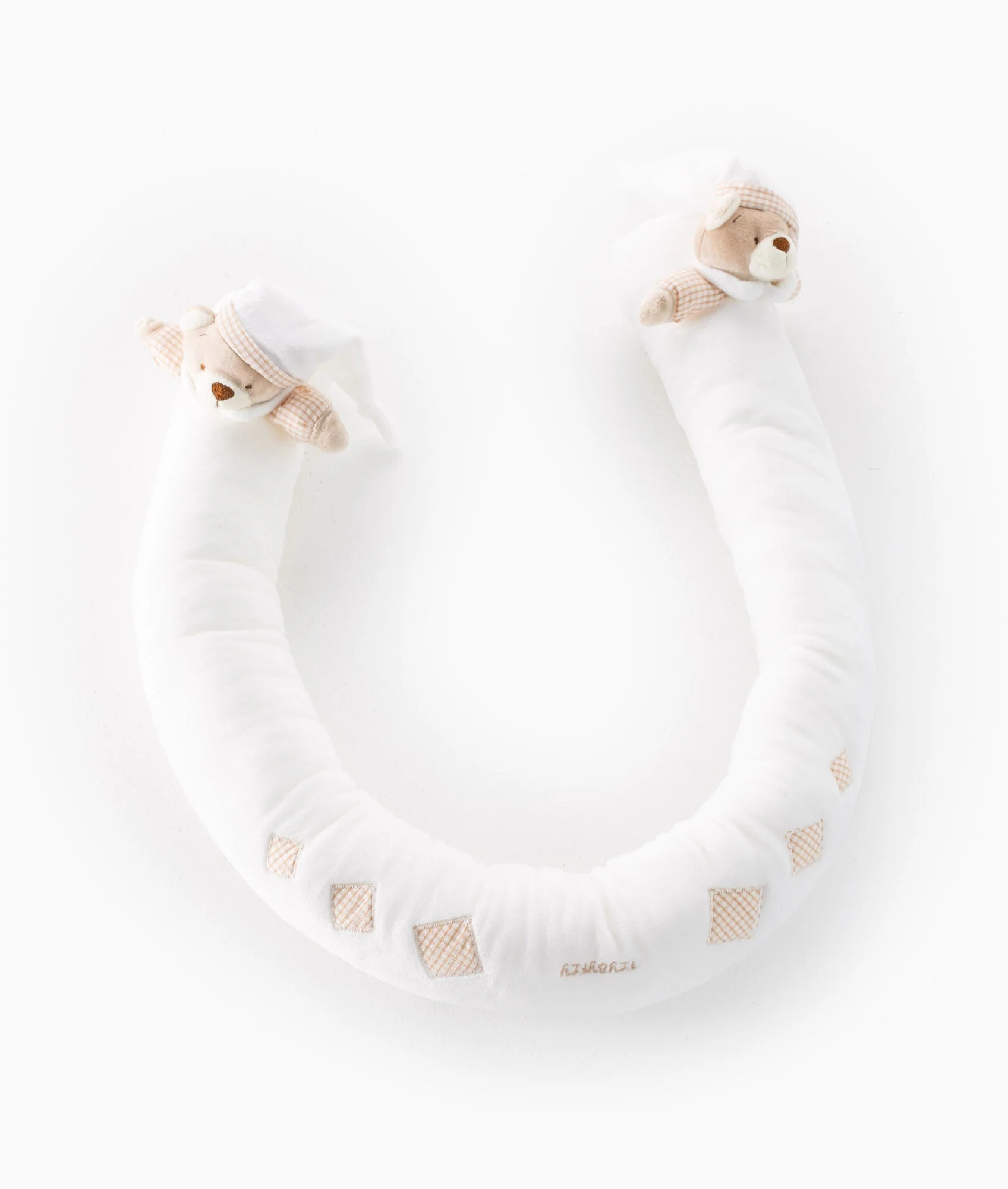 Bear Baby Bolster | White & Beige