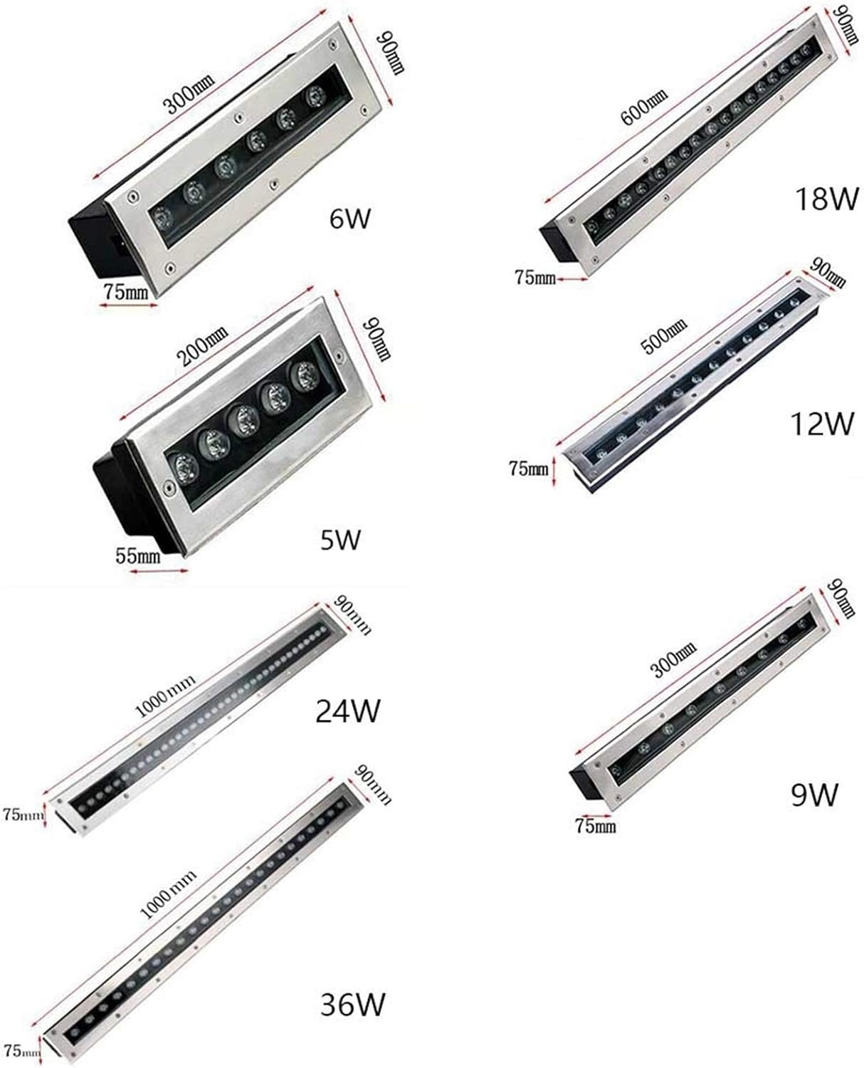 Led Bodeneinbaustrahler Rechteck aussen bodenleuchten IP67 wasserdicht Bodeneinbauleuchten für Außenbereich, Terrasse, Garten, Schwimmbadflur(Grün,36W)