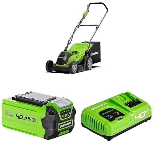 Bundle of Greenworks G40LM35 Tagliaerba a Batteria per Prati Fino a 400m²   2 X Greenworks Batteria 40V 2Ah G40B2   Greenworks Caricabatterie G40UC5 Li Ion 40 V, 5A : Amazon.it: Giardino e giardinaggio
