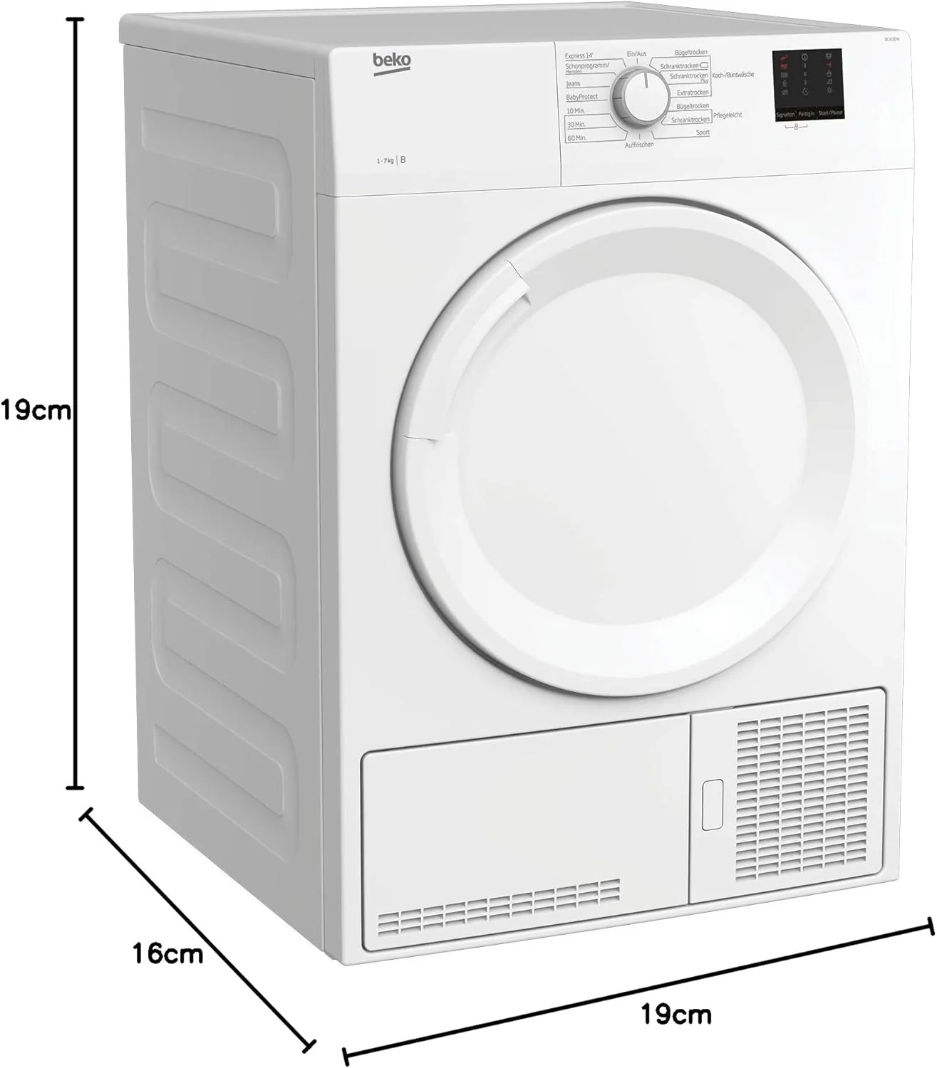 Beko DC 7130 N b100 Kondenstrockner, 7 kg, Elektronische Feuchtemessung, Automatischer Knitterschutz, AquaWave-Schontrommel, 15 Programme, Express Programm