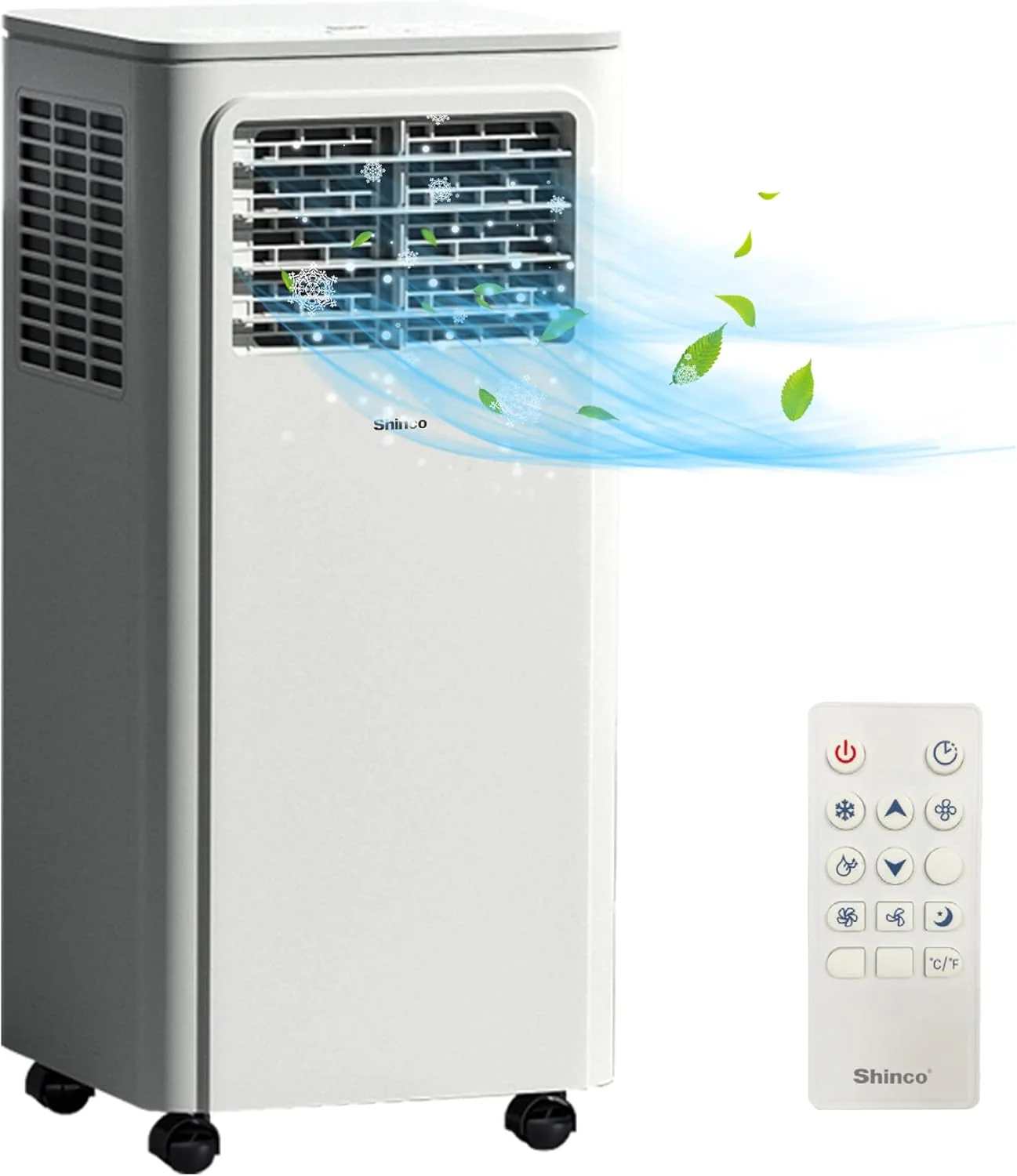 SHINCO Mobile Klimaanlage mit Abluftschlauch, 9000BTU, 2,6 kW, Kühlen&Ventilieren&Entfeuchten, Mobiles Klimagert mit Schlafmodus, Raumgre bis 22㎡, 24-Stunden-Timer