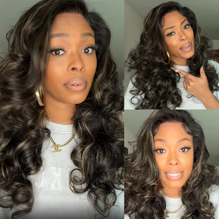 Pre All Everything Highlights 3D Body Wave Tiny Knots Pre Bleached Wear Go Upgraded 13X6 HD Lace Glueless Wig