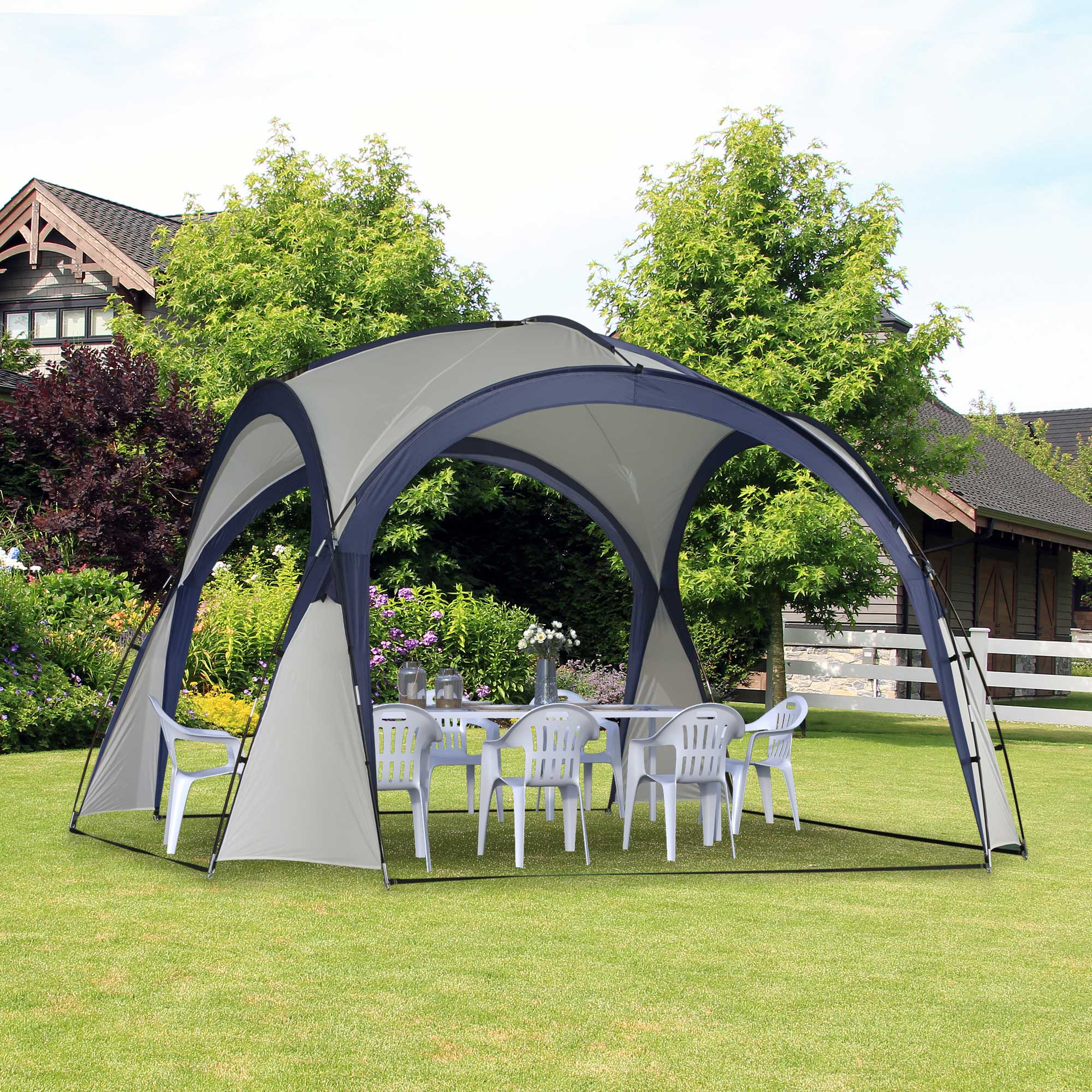 Outsunny Pavillon Gartenzelt Sonnenschutz Outdoor Glasfaser
