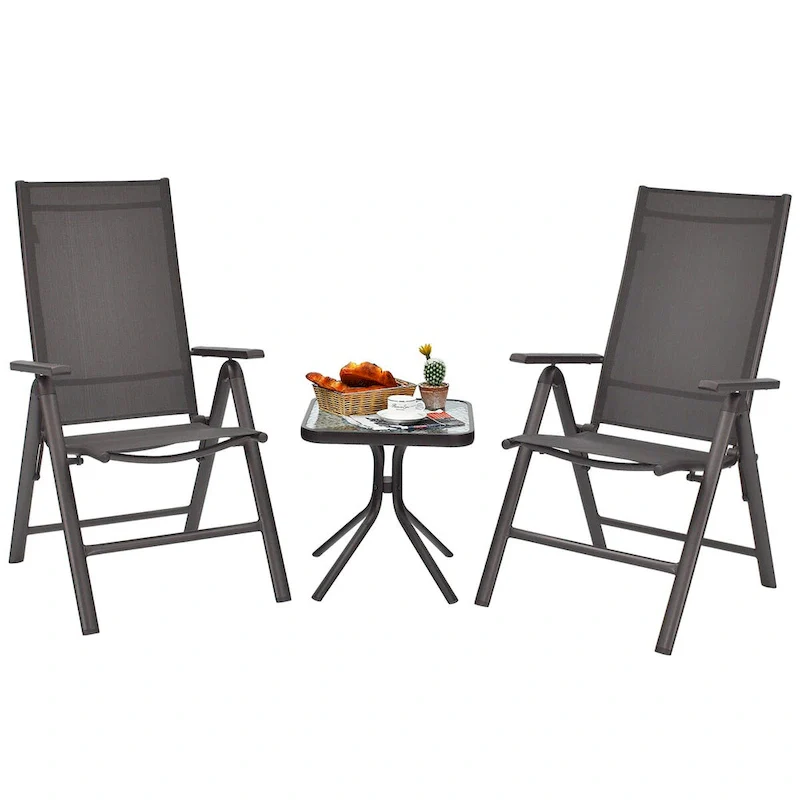 Costway 4PCS Patio Folding Dining Chairs Aluminium Adjustable Back - See details