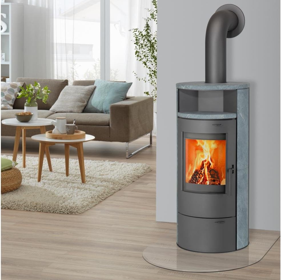 THERMIA Kaminofen München, Naturstein, 7 kW, Dauerbrand, Automatik grau