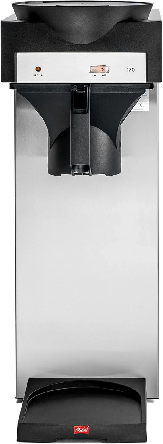 Melitta 20348 Filterkaffeemaschine mit Glaskanne, 1,8 l, Warmhalteplatte, 17M, Edelstahl/Schwarz ,