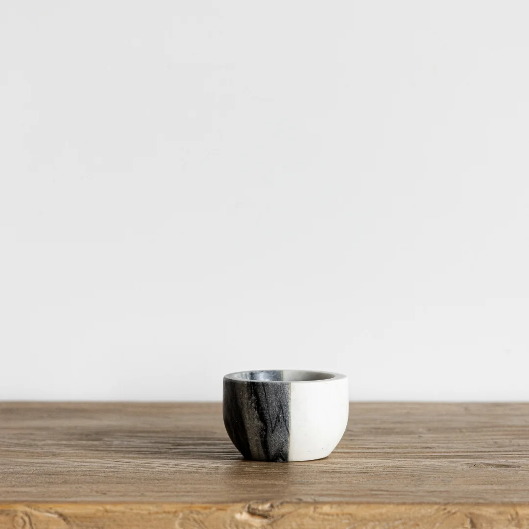 White & Grey Marble Color Block Bowl