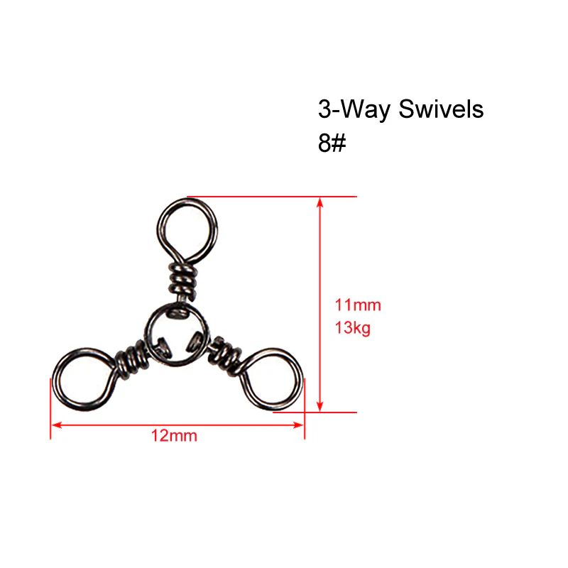 60 X CrossLine (3 Way) Swivel  in Size 8# Fishing Tackle