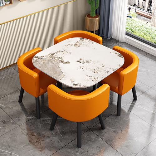 YHKJLYH Set Tavolo da Pranzo Rotondo Grigio con 4 sedie   Combinazione tavolino e Sedia per Balcone, Soggiorno, Sala da Ufficio, Cucina   Set Tavolo da Pranzo Moderno e sedie per Piccoli spazi : Casa e cucina