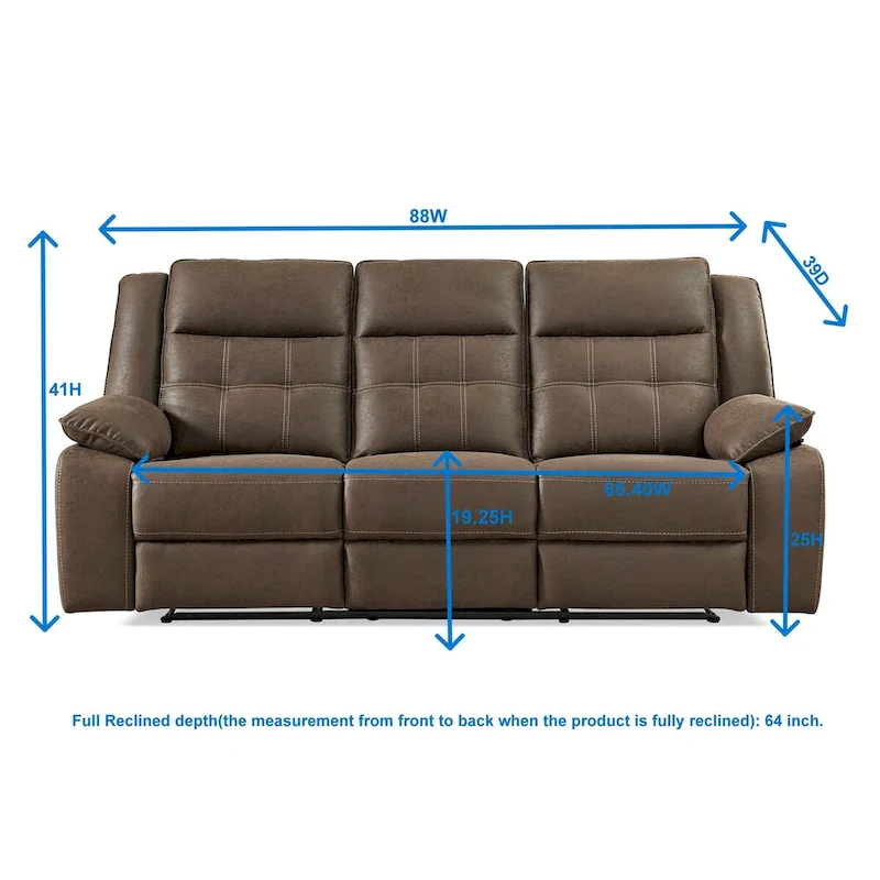 Roundhill Furniture Lesley 2-Piece Living Room Reclining Set, Brown