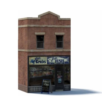 Background Shop (Fish Monger, red brick, 2 level)