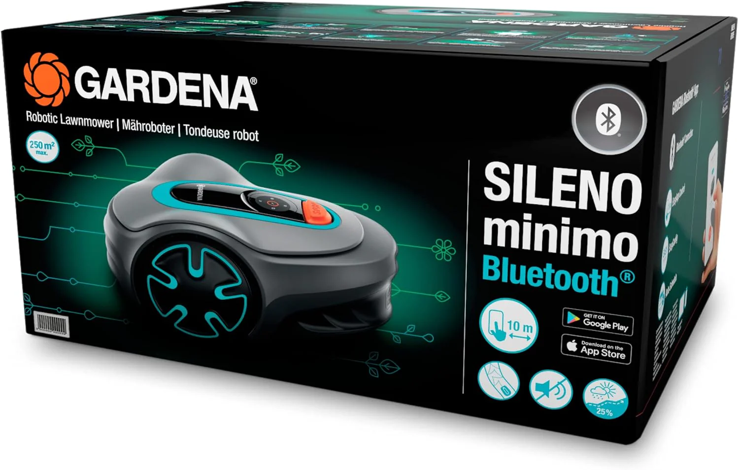 Gardena Robotmaaier SILENO minimo 500 m: intelligente grasmaaier met optimale connectiviteit, programmeerbaar met Gardena Bluetooth-app, DE-versie (15202-20)