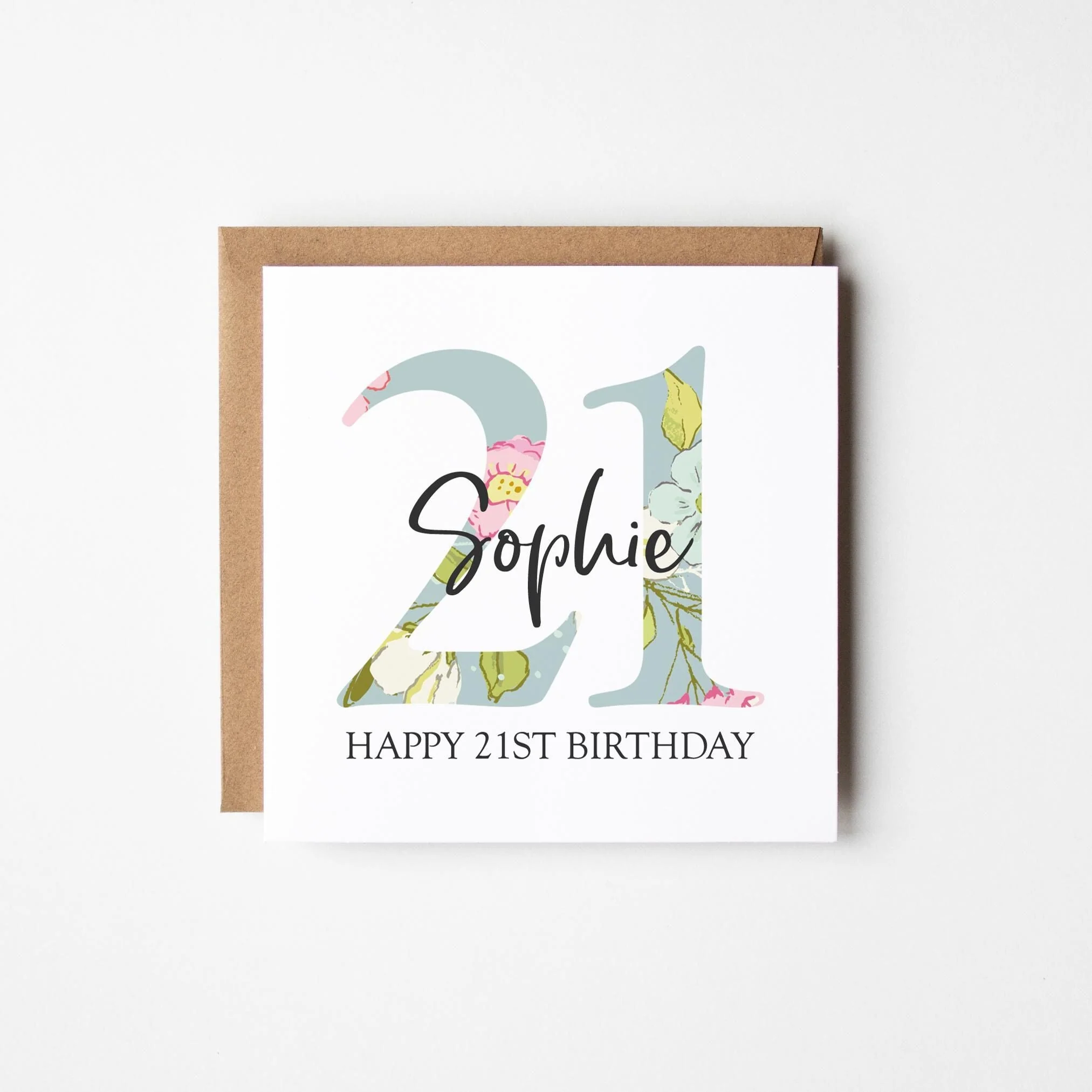 21st Birthday Card a?�� Personalised 21st Birthday Card for Her a?�� Daughter a?�� Friend a?�� Auntie a?�� Cousin a?�� Sister a?�� Floral 21st Card