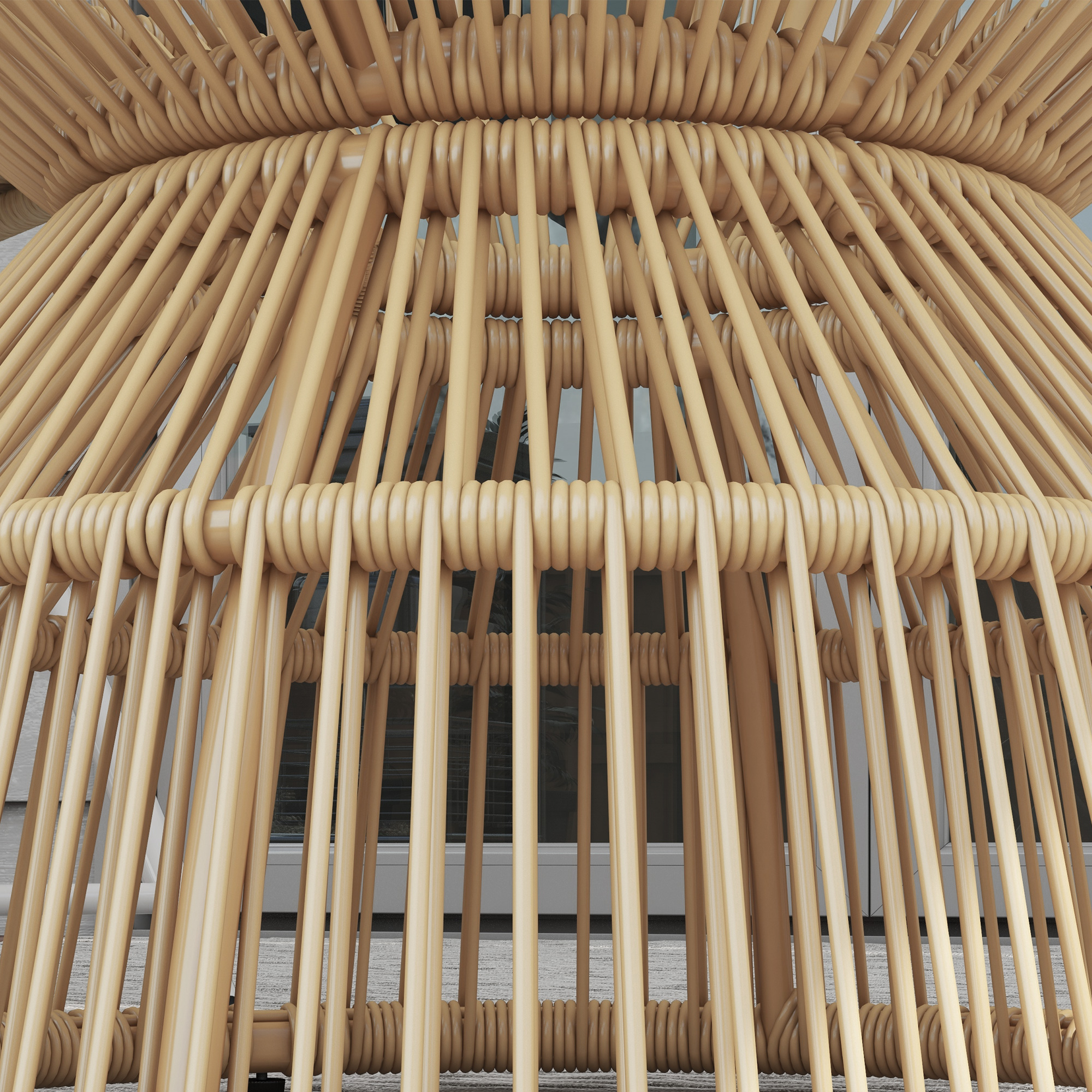 Outsunny Buitentafel Bijzettafel Tuinmeubel Rattan Bijzettafel, Glazen Blad, PE-Rattan, 60 cm x 60 cm x 50 cm, Natuurlijk