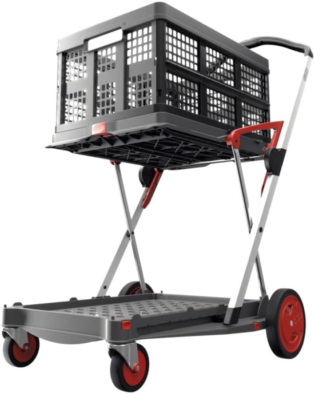 Carrelli pieghevoli funzionali multiuso | Carrello pieghevole mobile | Carrello della spesa con contenitore (nero)
