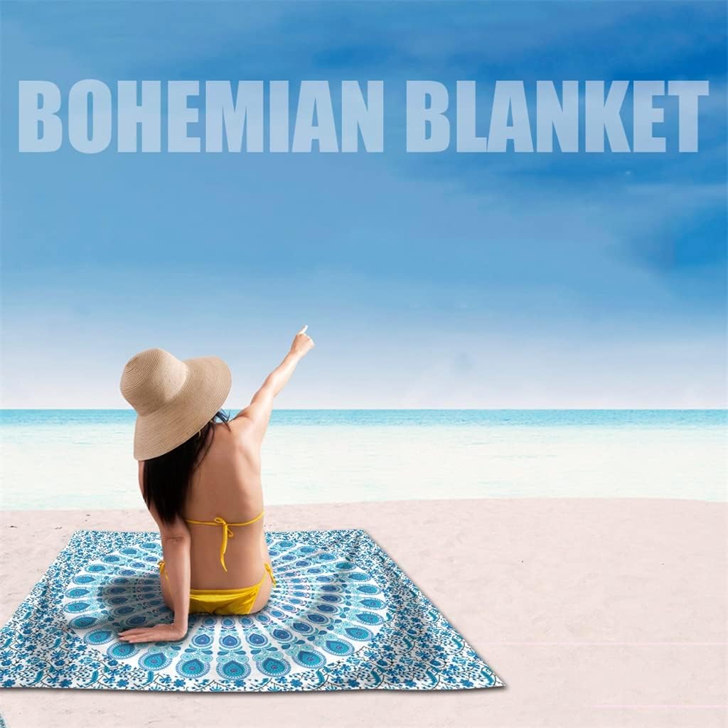 Strandtuch, schnell trocknend, Überwürfe, Mandala-Wandteppich, Wandbehang, Boho-Strand, Camping-Teppich, Decke, Picknick-Matte für den Außenbereich (D 1 Stück)
