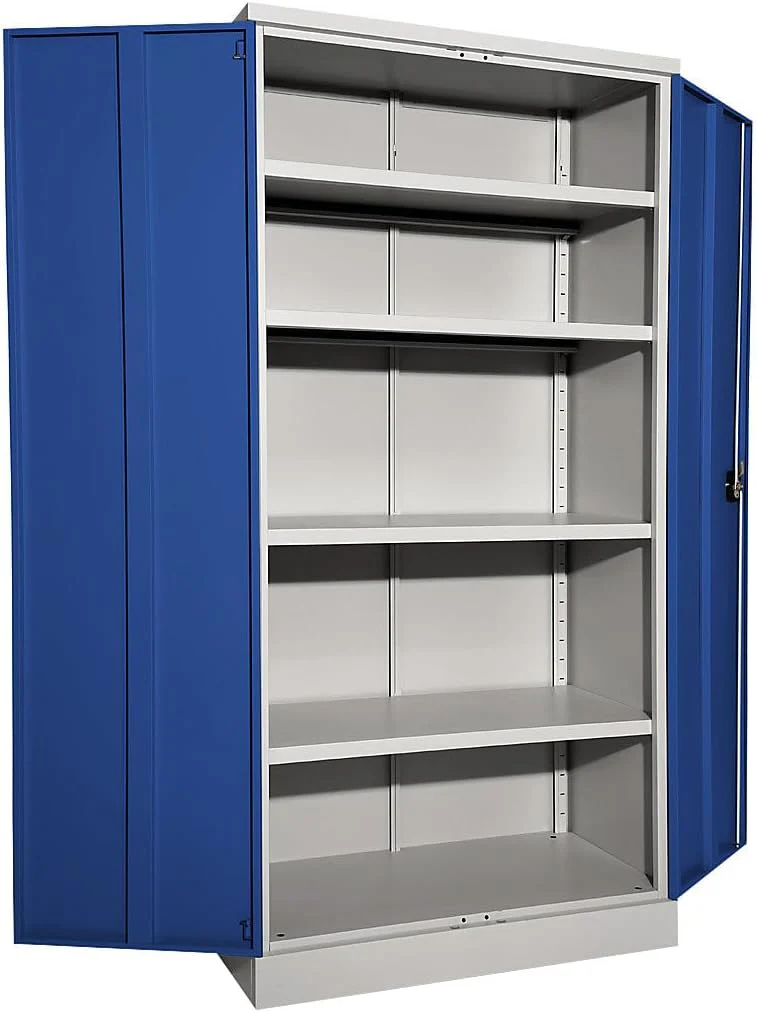 eurokraft | Nilas acélszekrény | 4 polccal | Ma x Sz x Mé 1950 x 1000 x 500 mm | világosszürke/tárnicskék