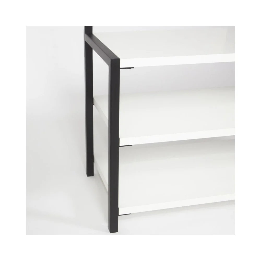 Scaffale ingresso appendiabiti in metallo nero con particolari bianco Nomad