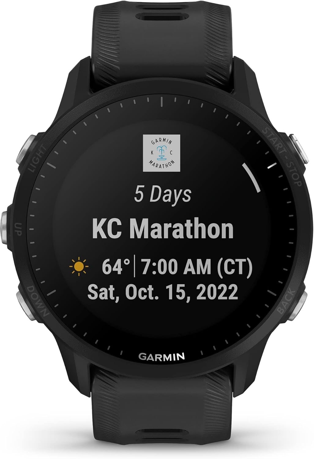 Garmin Forerunner® 955 Solar, Smartwatch GPS da corsa con capacità di ricarica solare, su misura per triatleti, batteria a lunga durata, nero