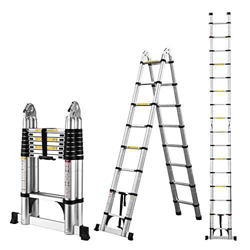 COOCHEER Scala pieghevole da 5 m, scala telescopica, in alluminio, scaletta estensibile, carico massimo 150 kg, leggera e resistente : Amazon.it: Fai da te