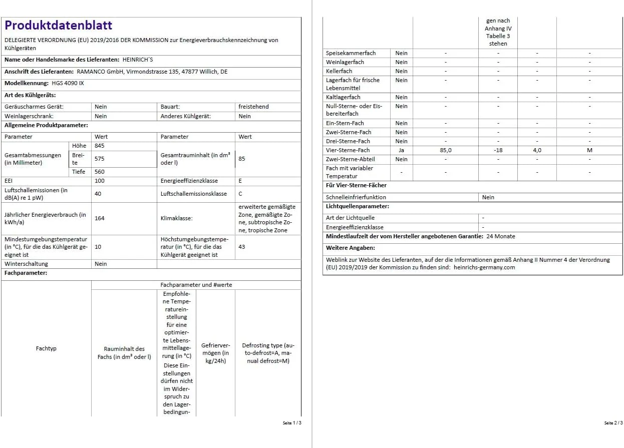Heinrich´s Gefrierschrank 61Liter -18°C Freezer, 3x Gefrierschublade, 7 Stufen Temperaturregler, Airflow, wechselbarer Türanschlag weiß