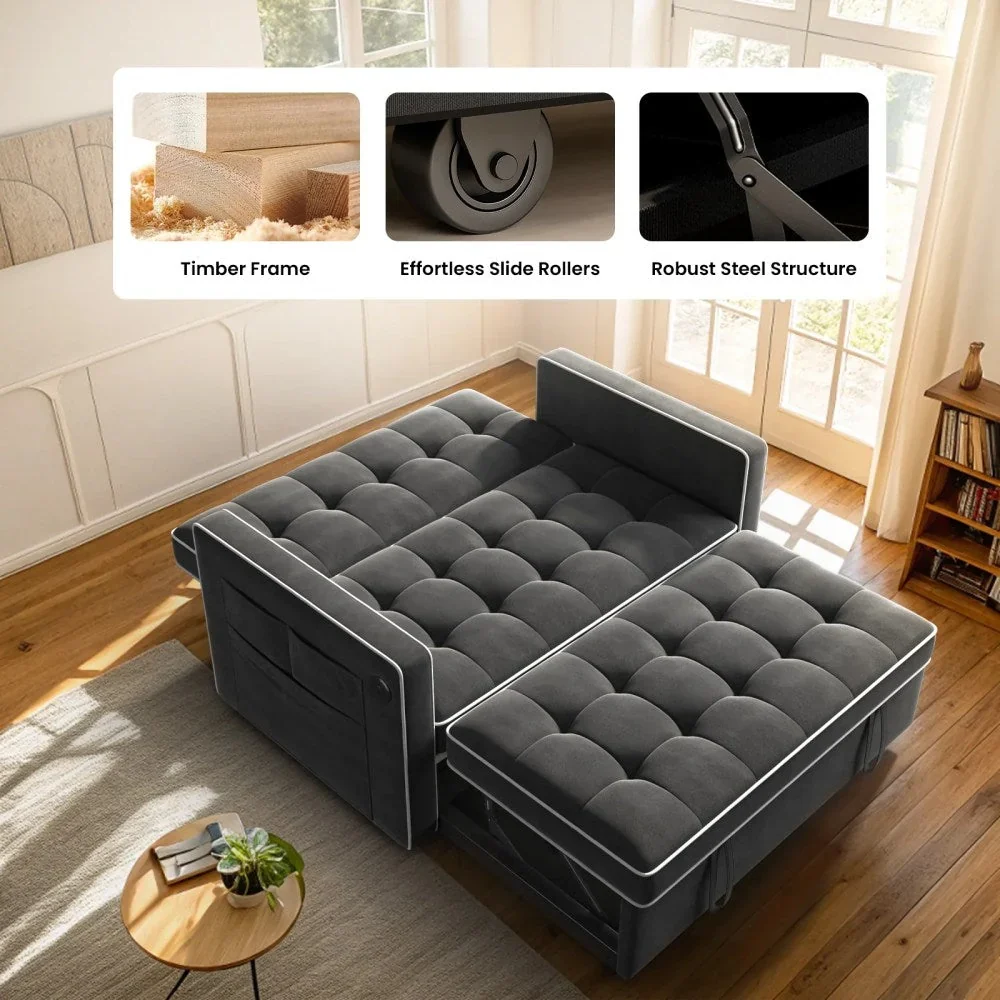 3 in 1 Pull Out Sofa Bed with Adjustable Backrest,70