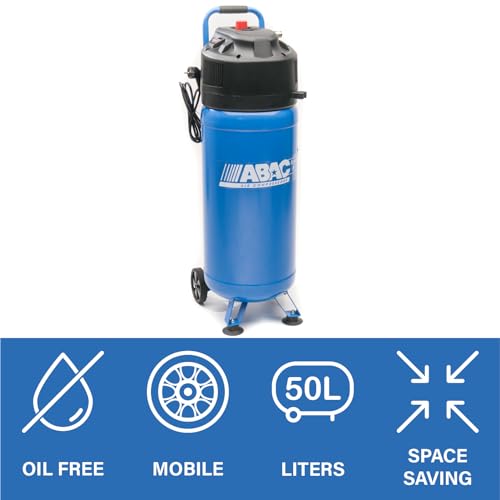 ABAC Compressore d'Aria Verticale EASE AIR 50V, Compressore Aria Oil Free, Pressione Massima 10 Bar, Potenza 2 Hp, Serbatoio 50 Litri, Rumorosità 97 dB (A) : Amazon.it: Fai da te